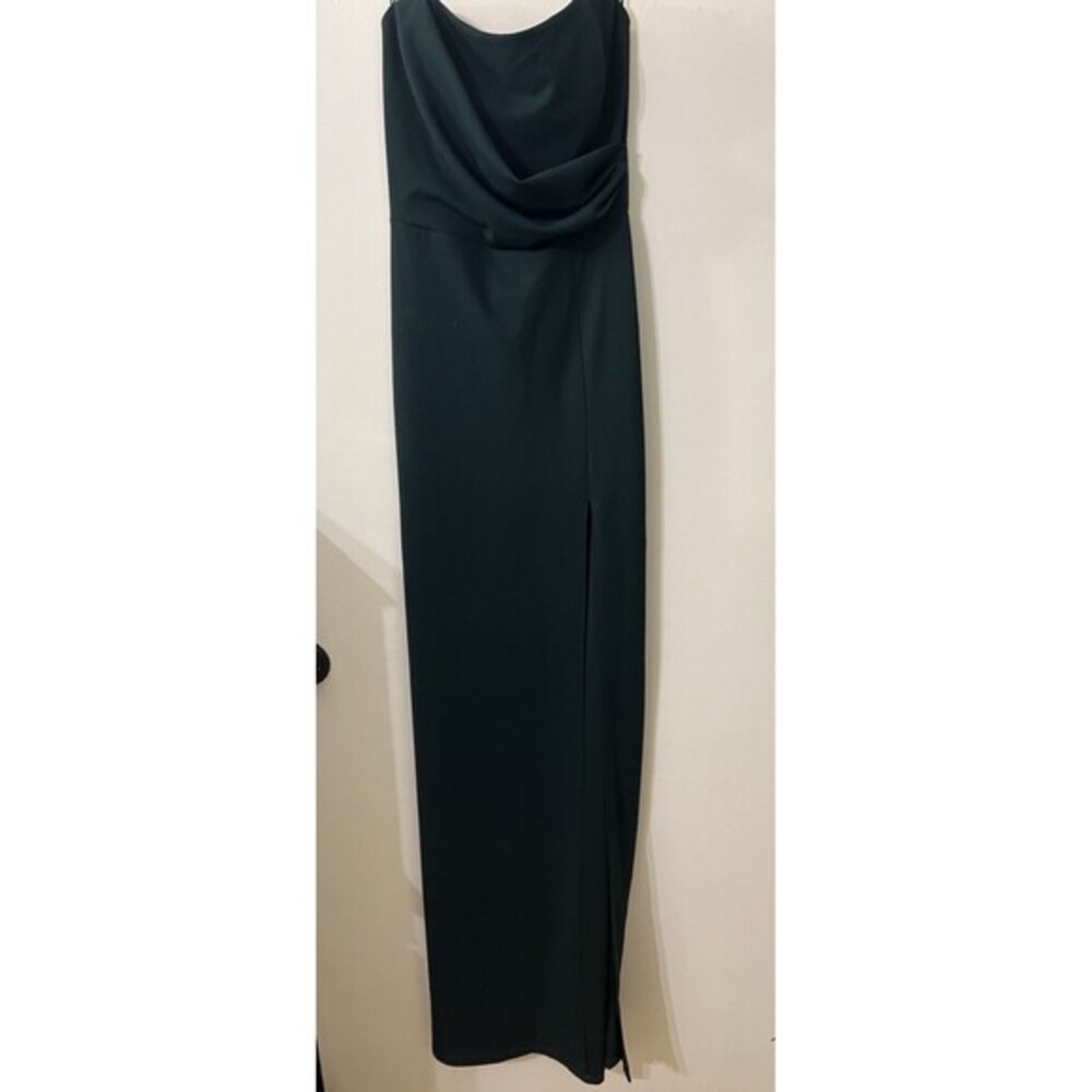 Windsor Kaia Strapless Hunter green dress with high slit‎ Bridesmaid/ Formal
